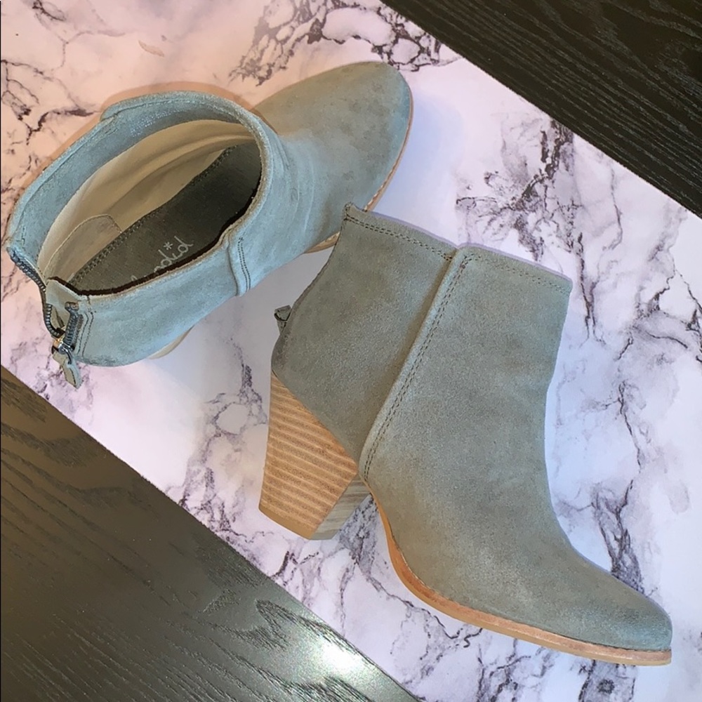 Gray suede booties